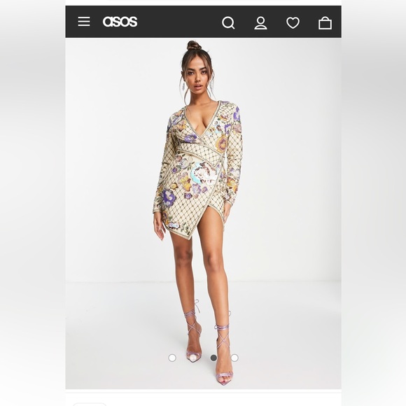 ASOS Structured V Neck Beaded Dress - Very Intricate Size 0 - NWT NEVER TRIED ON - Picture 4 of 6